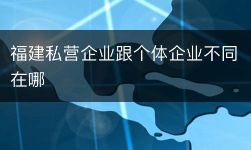 福建私营企业跟个体企业不同在哪