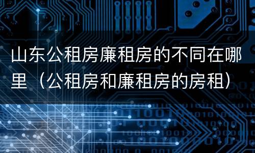 山东公租房廉租房的不同在哪里（公租房和廉租房的房租）