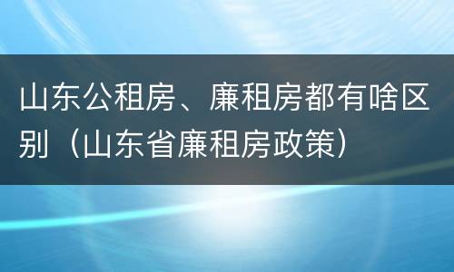 山东公租房、廉租房都有啥区别（山东省廉租房政策）