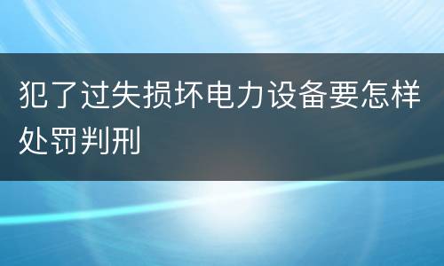 犯了过失损坏电力设备要怎样处罚判刑