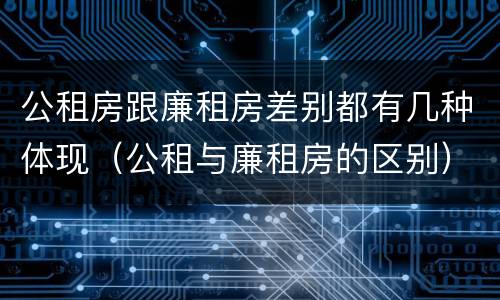 公租房跟廉租房差别都有几种体现（公租与廉租房的区别）