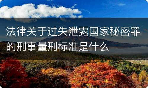 法律关于过失泄露国家秘密罪的刑事量刑标准是什么