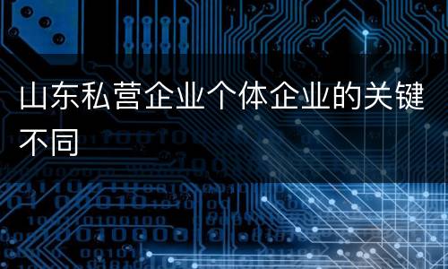 山东私营企业个体企业的关键不同