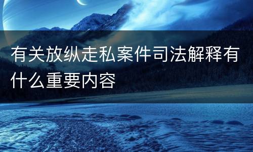 有关放纵走私案件司法解释有什么重要内容