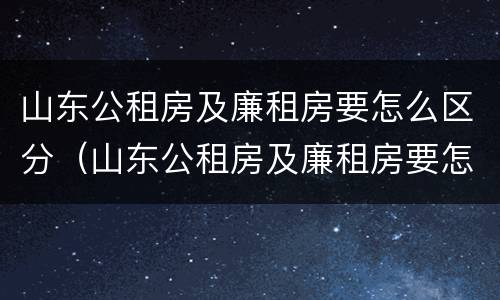 山东公租房及廉租房要怎么区分（山东公租房及廉租房要怎么区分呢）
