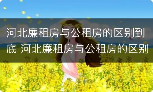 河北廉租房与公租房的区别到底 河北廉租房与公租房的区别到底是什么