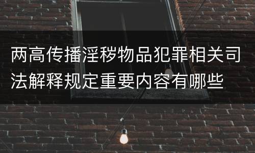 两高传播淫秽物品犯罪相关司法解释规定重要内容有哪些
