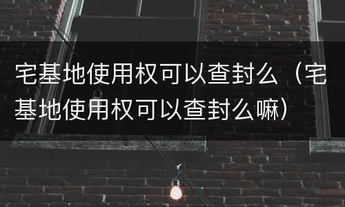 宅基地使用权可以查封么（宅基地使用权可以查封么嘛）