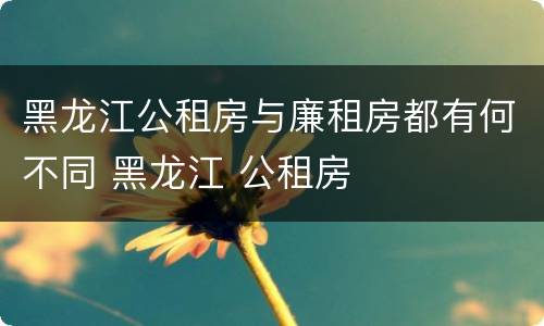 黑龙江公租房与廉租房都有何不同 黑龙江 公租房