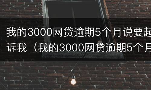 我的3000网贷逾期5个月说要起诉我（我的3000网贷逾期5个月说要起诉我了）