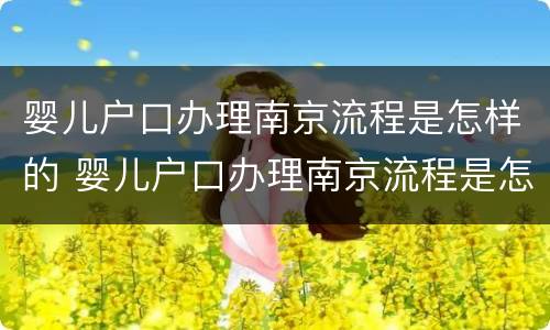 婴儿户口办理南京流程是怎样的 婴儿户口办理南京流程是怎样的呢