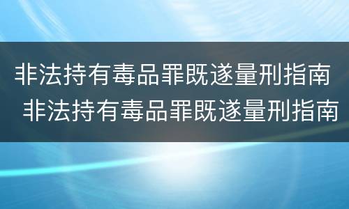 非法持有毒品罪既遂量刑指南 非法持有毒品罪既遂量刑指南最新