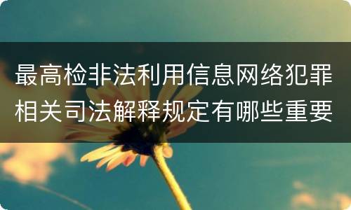 最高检非法利用信息网络犯罪相关司法解释规定有哪些重要内容