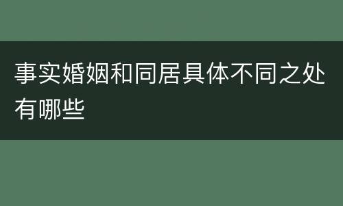 事实婚姻和同居具体不同之处有哪些