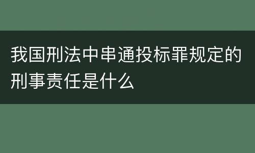 我国刑法中串通投标罪规定的刑事责任是什么