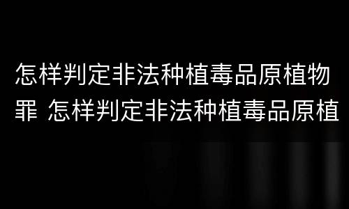 怎样判定非法种植毒品原植物罪 怎样判定非法种植毒品原植物罪行