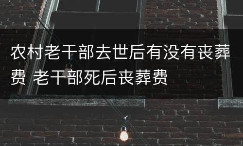农村老干部去世后有没有丧葬费 老干部死后丧葬费