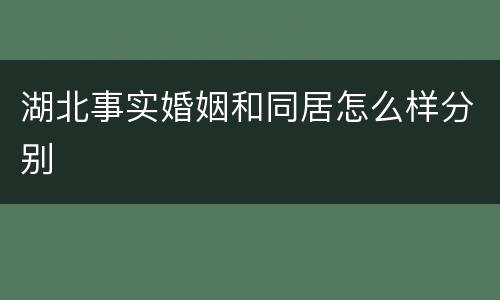 湖北事实婚姻和同居怎么样分别