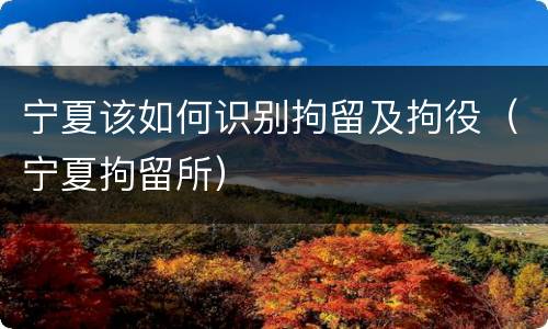 宁夏该如何识别拘留及拘役（宁夏拘留所）