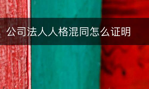 公司法人人格混同怎么证明