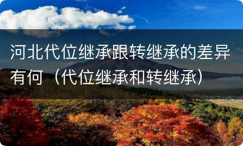 河北代位继承跟转继承的差异有何（代位继承和转继承）