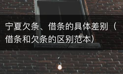 宁夏欠条、借条的具体差别（借条和欠条的区别范本）