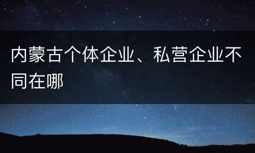 内蒙古个体企业、私营企业不同在哪