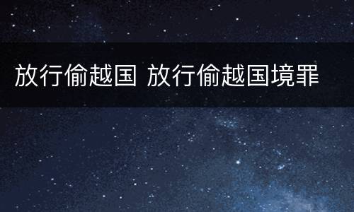 放行偷越国 放行偷越国境罪