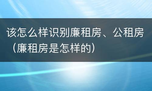 该怎么样识别廉租房、公租房(廉租房是怎样的)