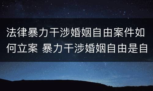 法律暴力干涉婚姻自由案件如何立案 暴力干涉婚姻自由是自诉案件