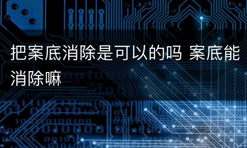 把案底消除是可以的吗 案底能消除嘛
