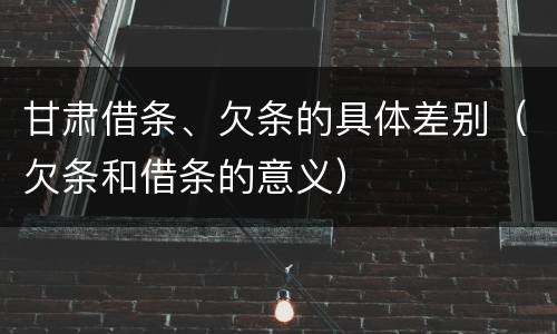 甘肃借条、欠条的具体差别（欠条和借条的意义）