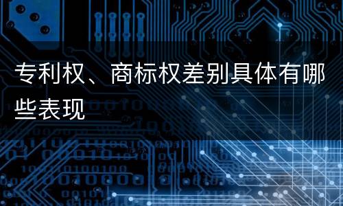 专利权、商标权差别具体有哪些表现
