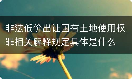 非法低价出让国有土地使用权罪相关解释规定具体是什么