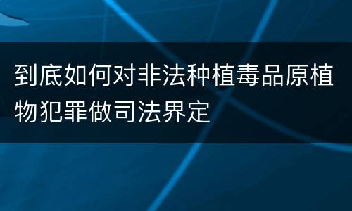 到底如何对非法种植毒品原植物犯罪做司法界定