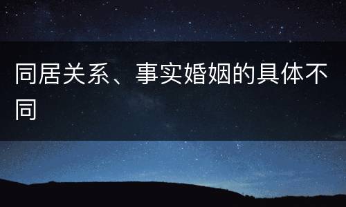 同居关系、事实婚姻的具体不同