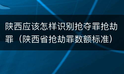 陕西应该怎样识别抢夺罪抢劫罪（陕西省抢劫罪数额标准）
