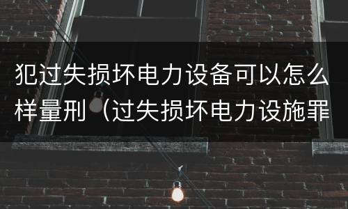 犯过失损坏电力设备可以怎么样量刑（过失损坏电力设施罪）