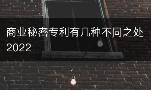 商业秘密专利有几种不同之处2022