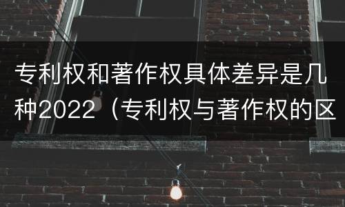 专利权和著作权具体差异是几种2022（专利权与著作权的区别与联系）
