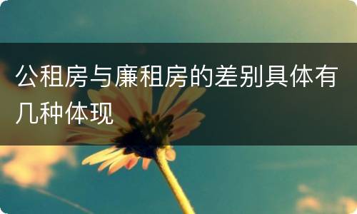 公租房与廉租房的差别具体有几种体现