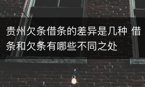 贵州欠条借条的差异是几种 借条和欠条有哪些不同之处