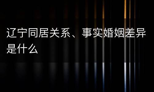 辽宁同居关系、事实婚姻差异是什么