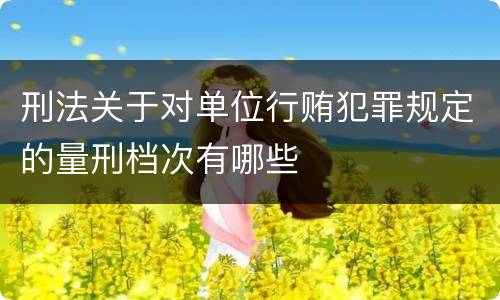 刑法关于对单位行贿犯罪规定的量刑档次有哪些