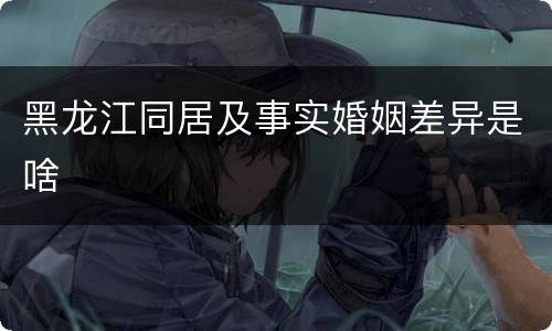 黑龙江同居及事实婚姻差异是啥