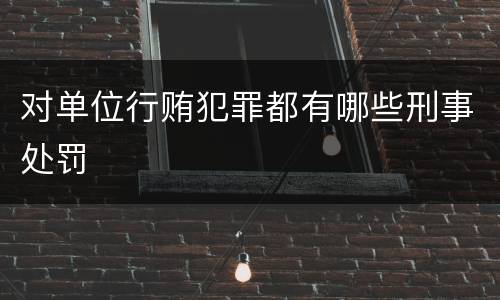 对单位行贿犯罪都有哪些刑事处罚
