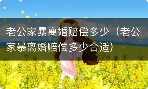 老公家暴离婚赔偿多少（老公家暴离婚赔偿多少合适）