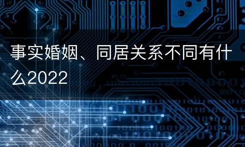 事实婚姻、同居关系不同有什么2022
