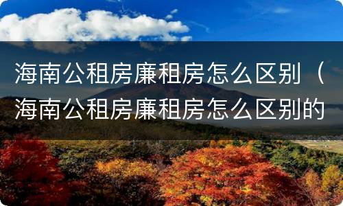 海南公租房廉租房怎么区别（海南公租房廉租房怎么区别的）