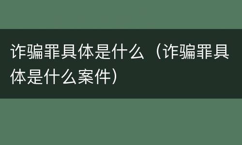 诈骗罪具体是什么（诈骗罪具体是什么案件）